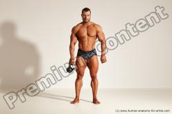 Underwear Gymnastic poses Man White Standing poses - ALL Muscular Short Brown Standing poses - simple Dynamic poses Academic